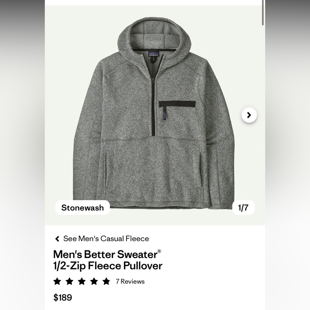 Patagonia Better Sweater 1/2-Zip Fleece Pullover, men’s stonewash, S
